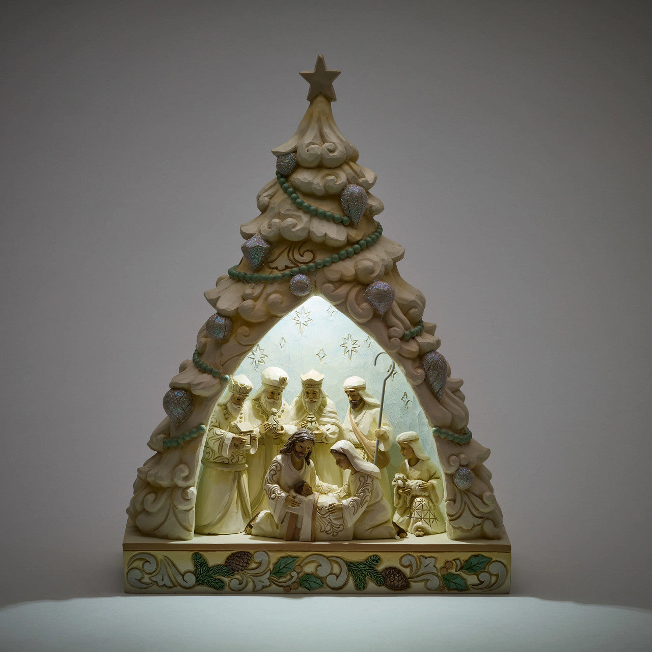 Tree of Holy Light White Woodland Tree Nativity Diorama