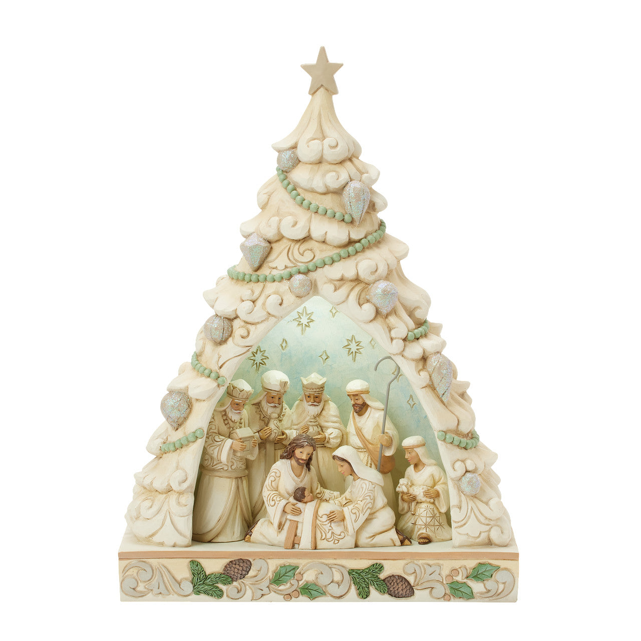 Tree of Holy Light White Woodland Tree Nativity Diorama