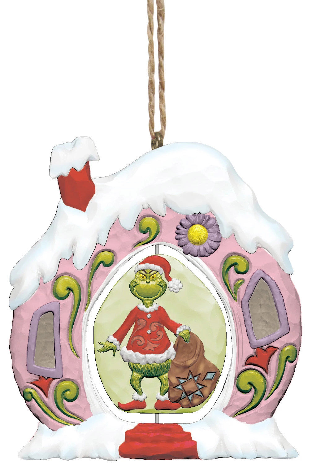 Whoville House with the Grinch Rotating Ornament