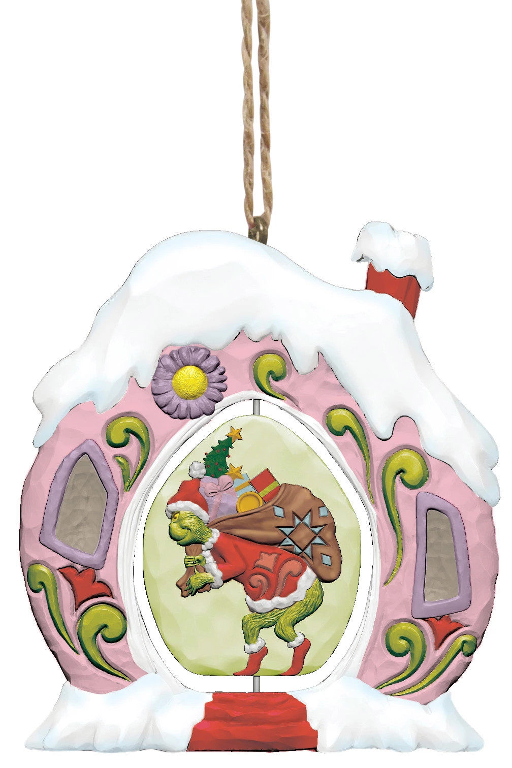 Whoville House with the Grinch Rotating Ornament