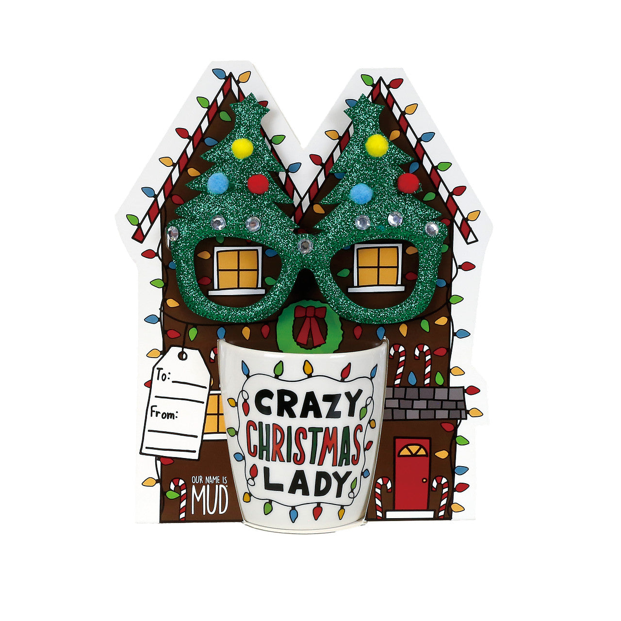 Christmas Lady Sleigh All Day Coffee Mug and Glasses Set 12 Ounces