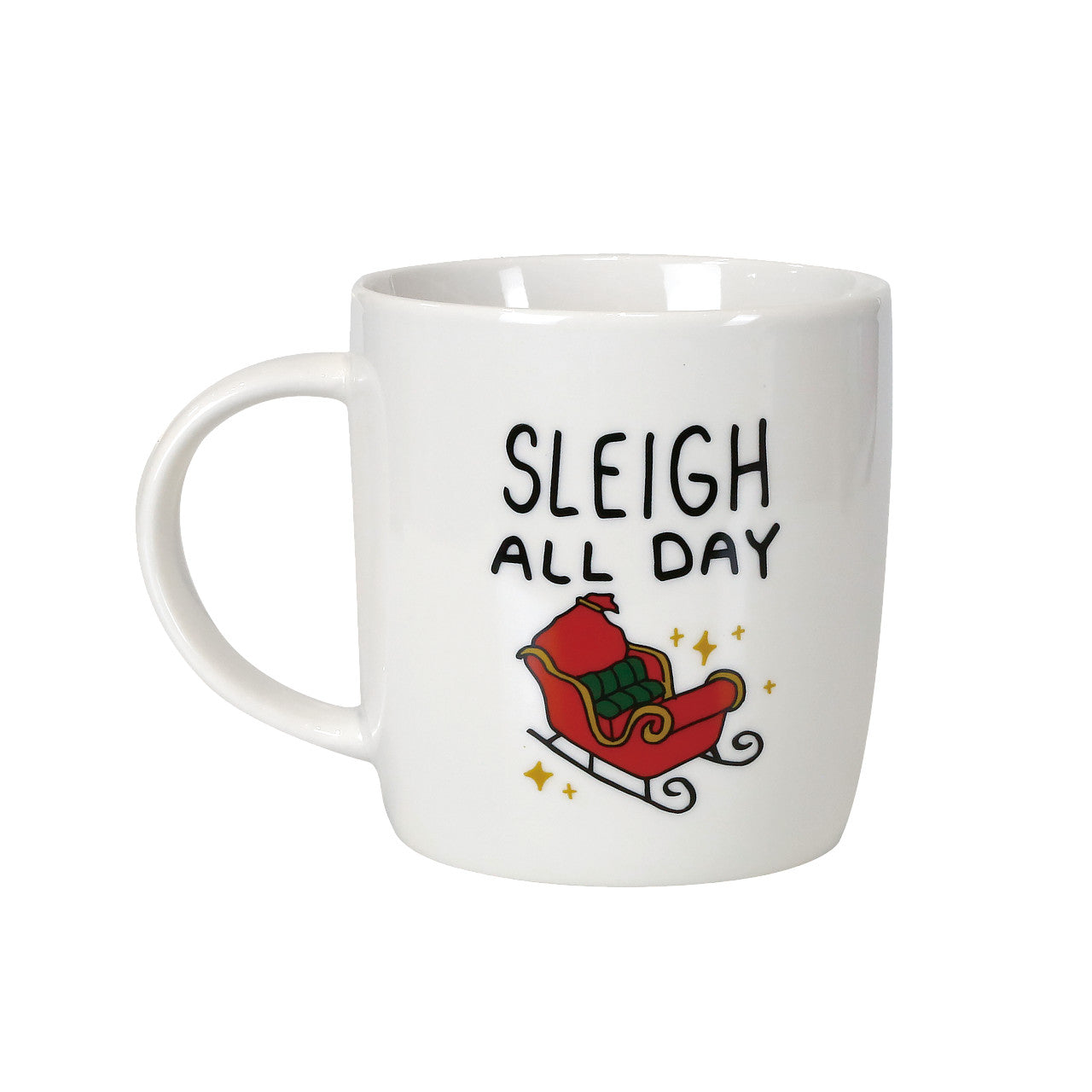 Christmas Lady Sleigh All Day Coffee Mug and Glasses Set 12 Ounces