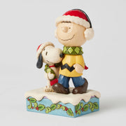 Charlie Brown and Snoopy Wearing a Scarf