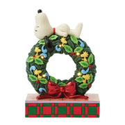 Snoopy Sleeping on LED Wreath of Woodstocks