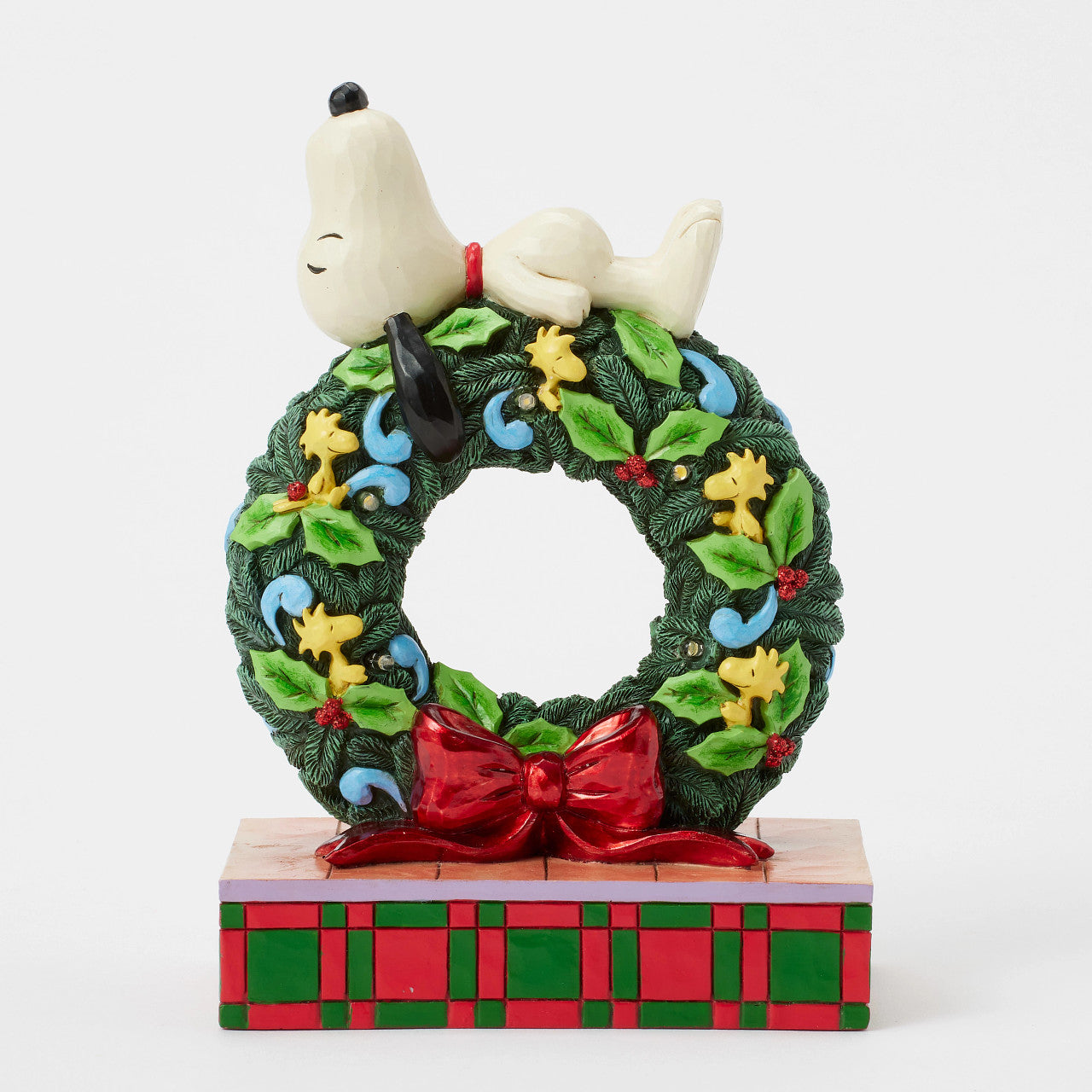 Snoopy Sleeping on LED Wreath of Woodstocks