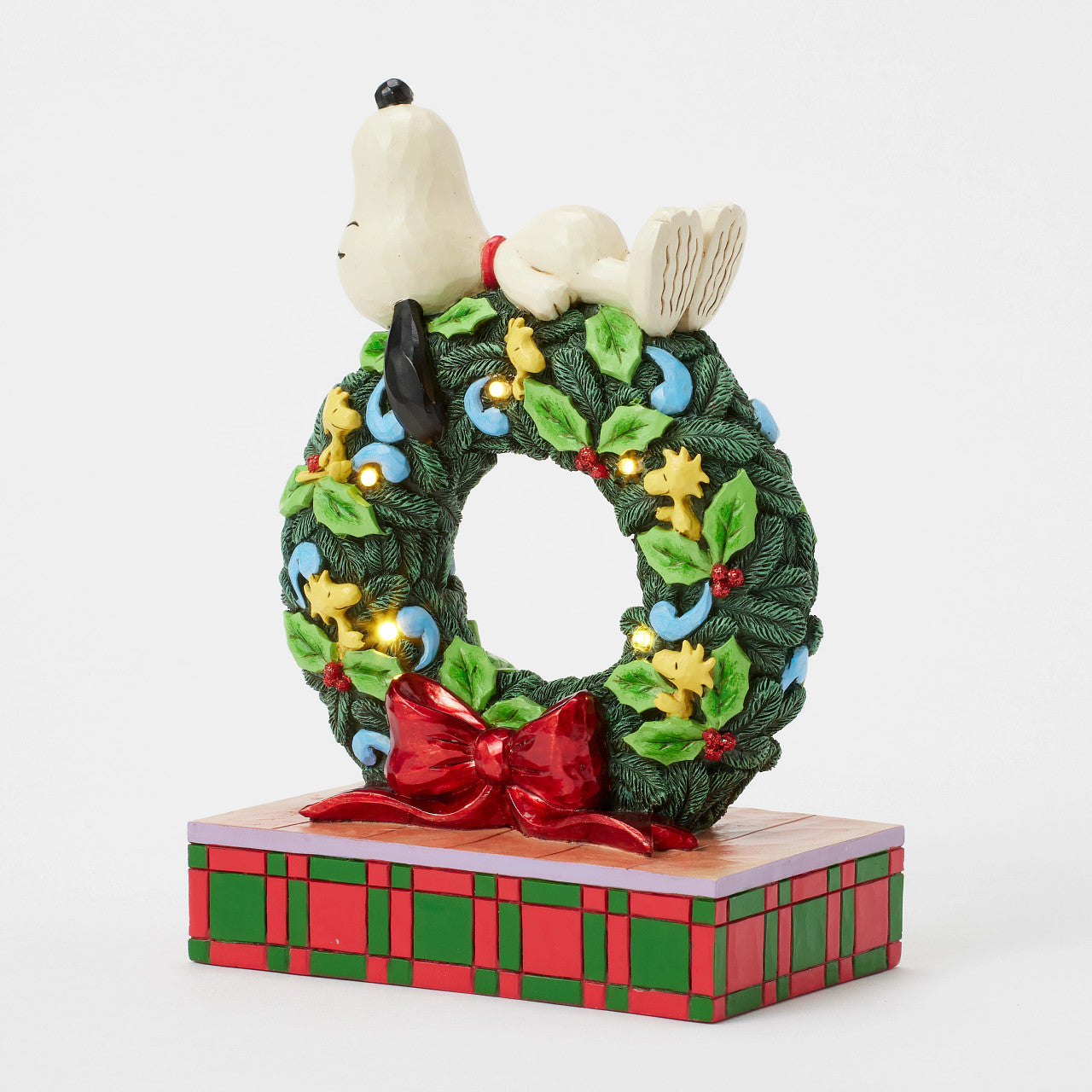 Snoopy Sleeping on LED Wreath of Woodstocks