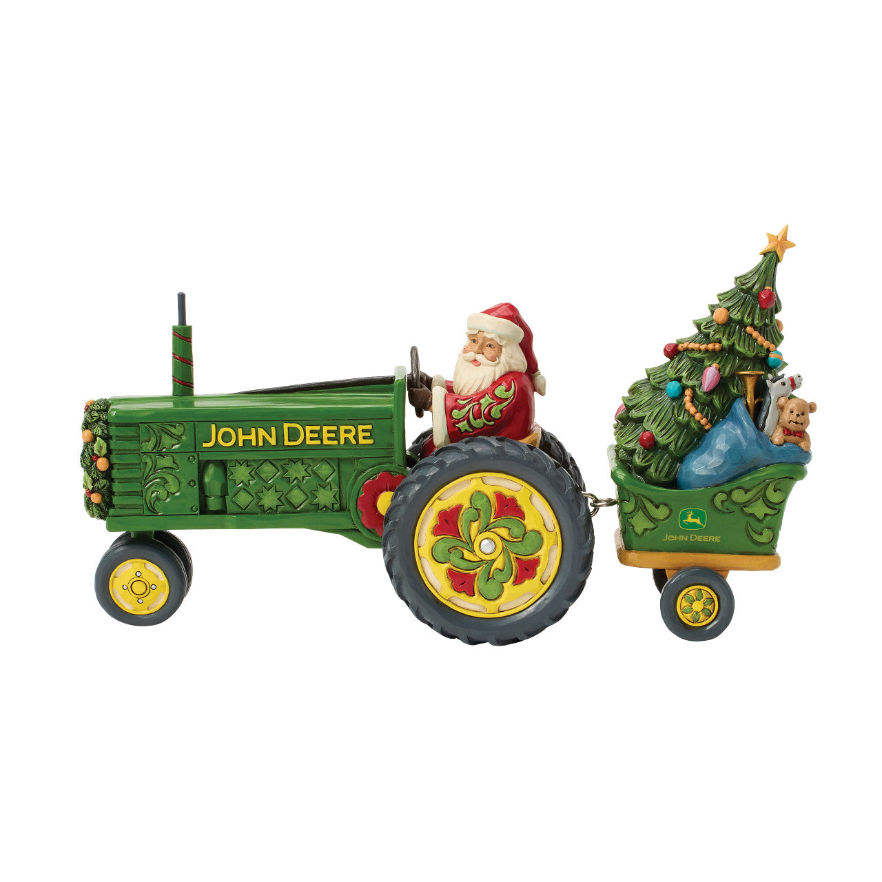 Deere St. Nick Santa on Tractor with Toys