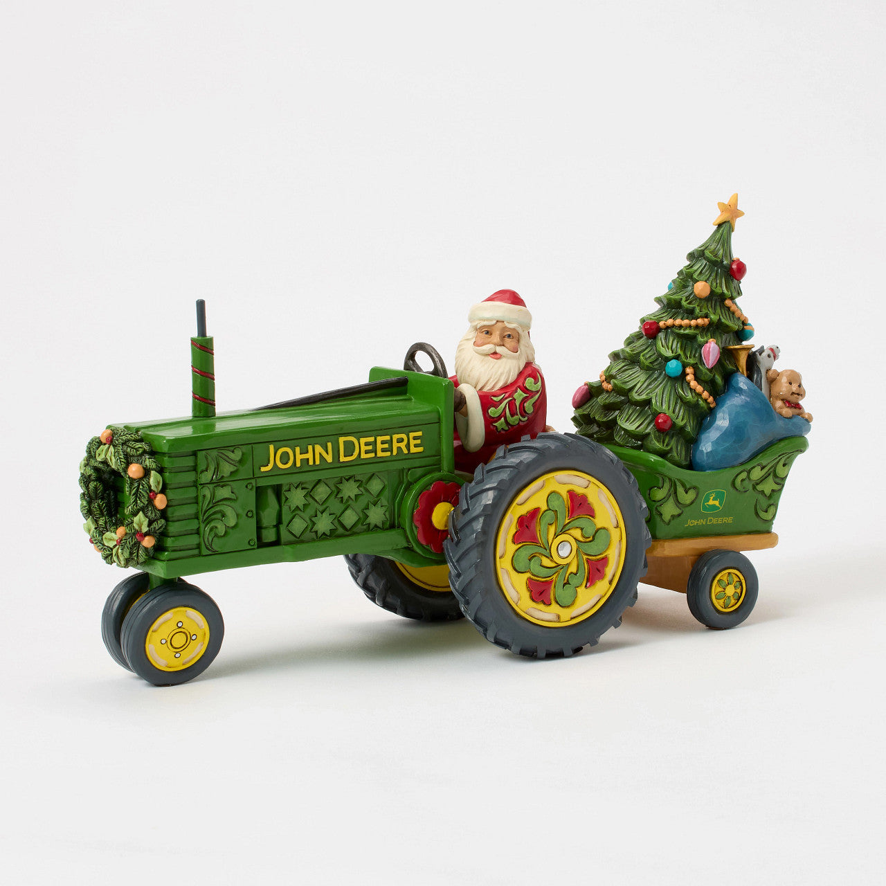 Deere St. Nick Santa on Tractor with Toys