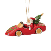 Santa in Sports Car Ornament