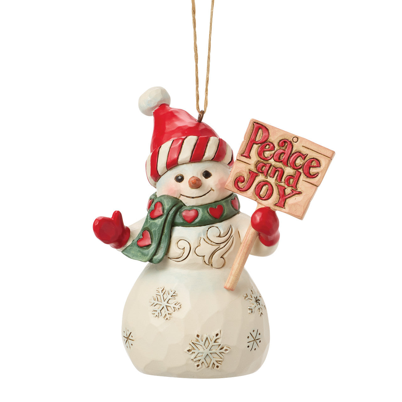 Snowman with Peace & Joy Sign Ornament