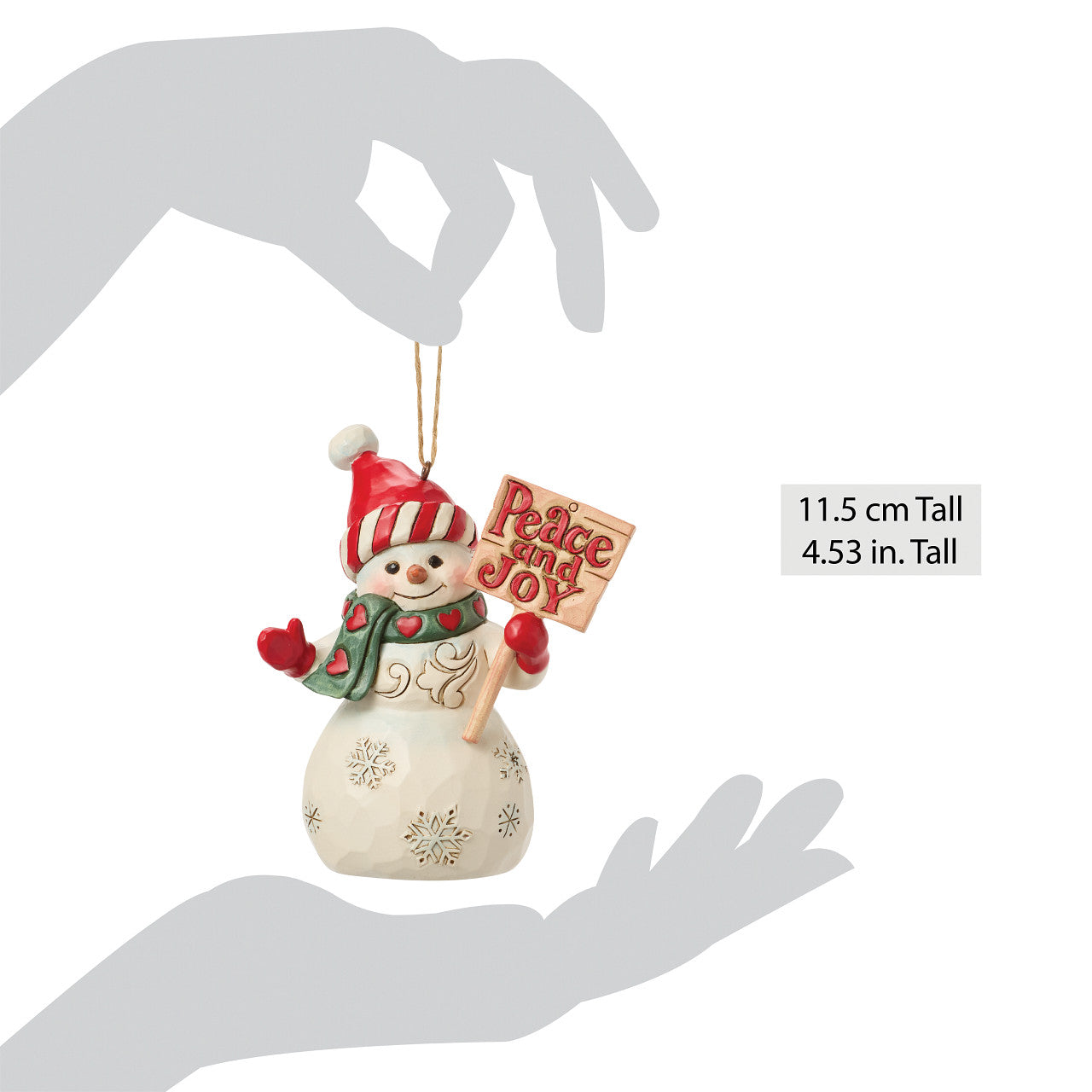 Snowman with Peace & Joy Sign Ornament