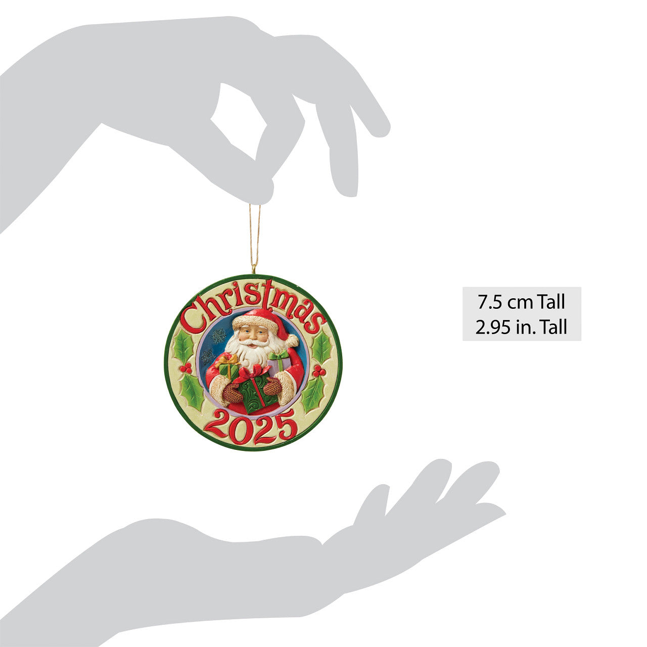Annual  Dated Ornament Collection Santa with 2025 Date Ornament