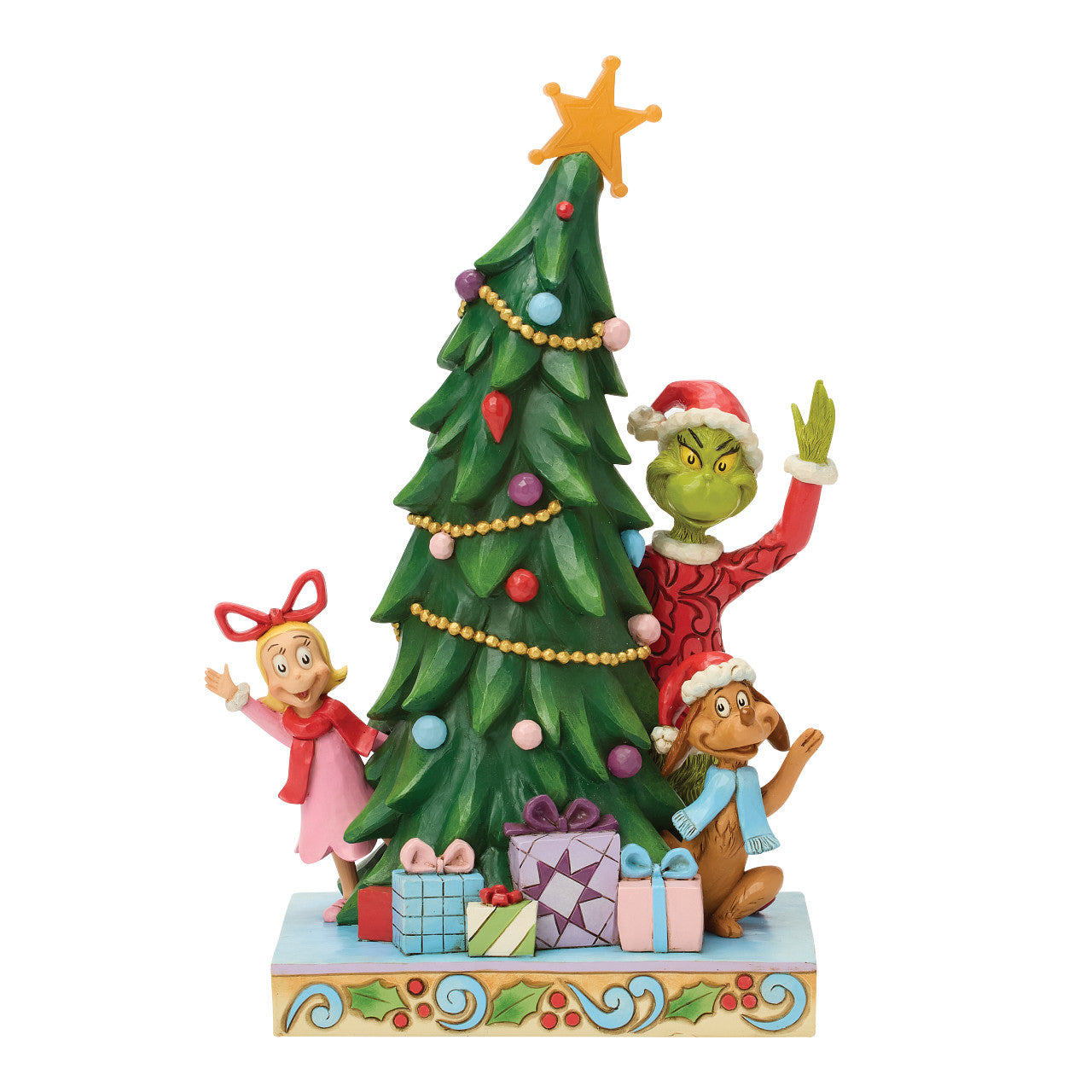 Grinch, Cindy, Max Peeking from Behind the Tree