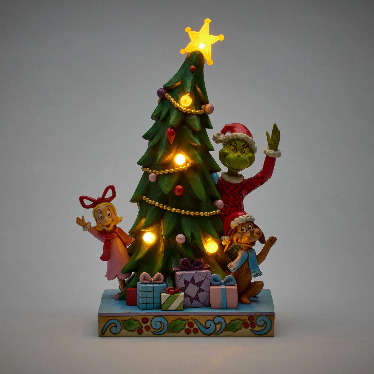 Grinch, Cindy, Max Peeking from Behind the Tree