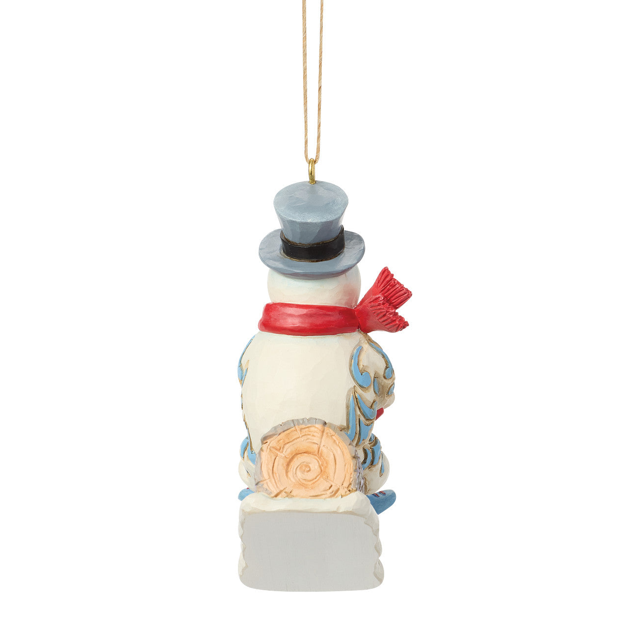 Frosty and Karen in Log Sled Ornament