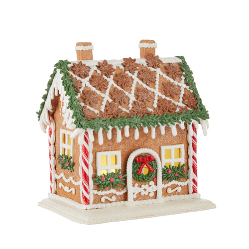 Gingerbread Lighted House with Rosemary Trim 8.5"