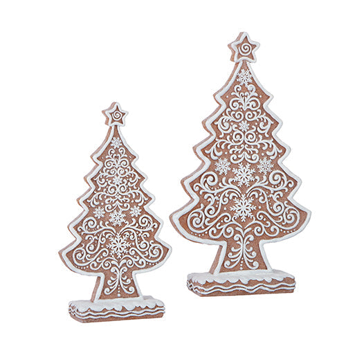 Frosted Gingerbread Trees 13" Set of 2