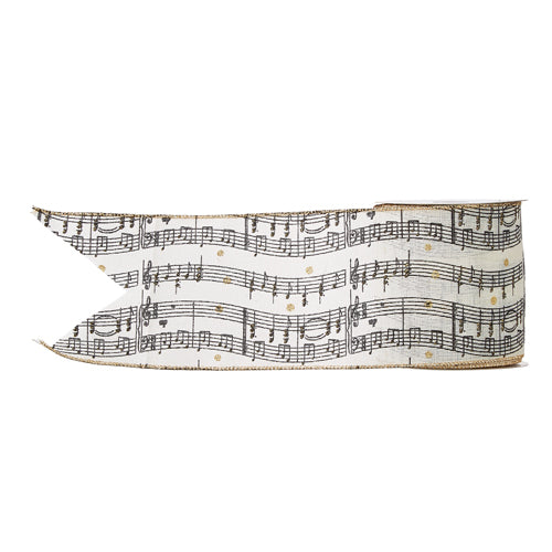 Sheet Music Wired Ribbon 4" x 10 Yards