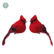Red Cardinal Birds with Clip 5" Set of 12