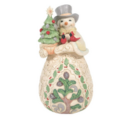 Welcome The Season's Beauty White Woodland Snowman with Top Hat & Tree