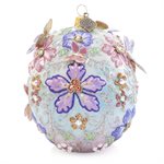 Skull With Butterflies Glass Ornament