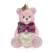 Baby Girl's First Christmas Teddy Glass Ornament