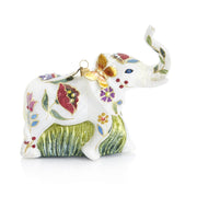 Floral Elephant Glass Ornament