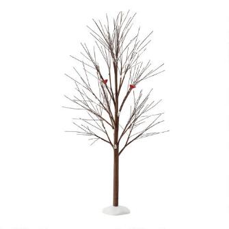 Brown Tree With Snow & Birds