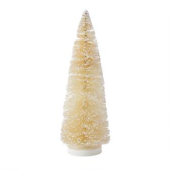 Tall Cream Tree with Snow Glitter