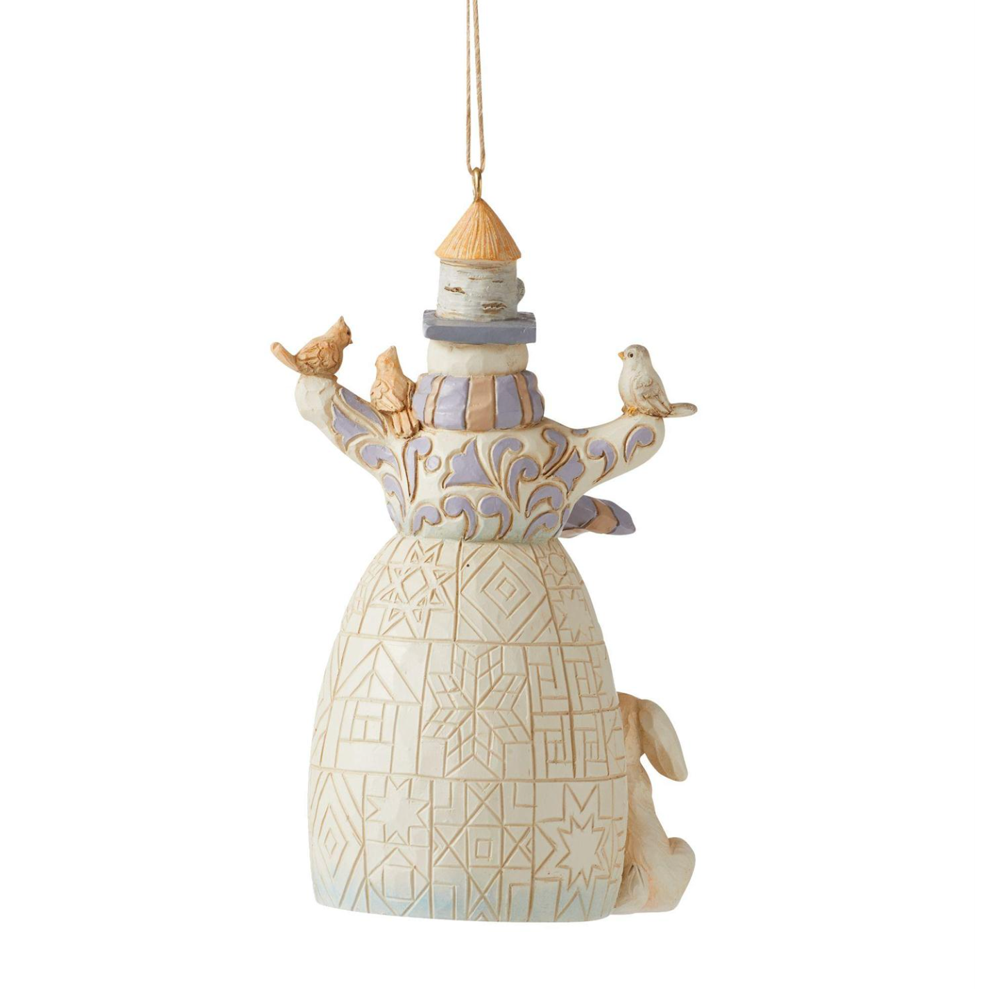 White Woodland Snowman with Animals Ornament
