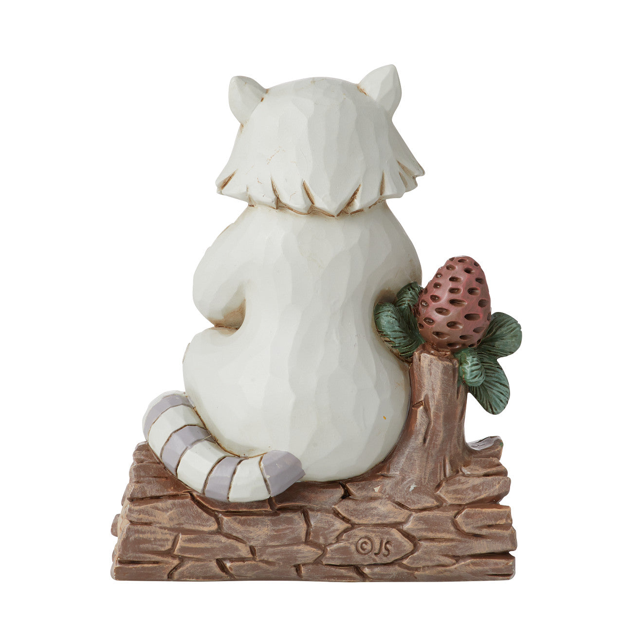 White Woodland Raccoon with Pinecone