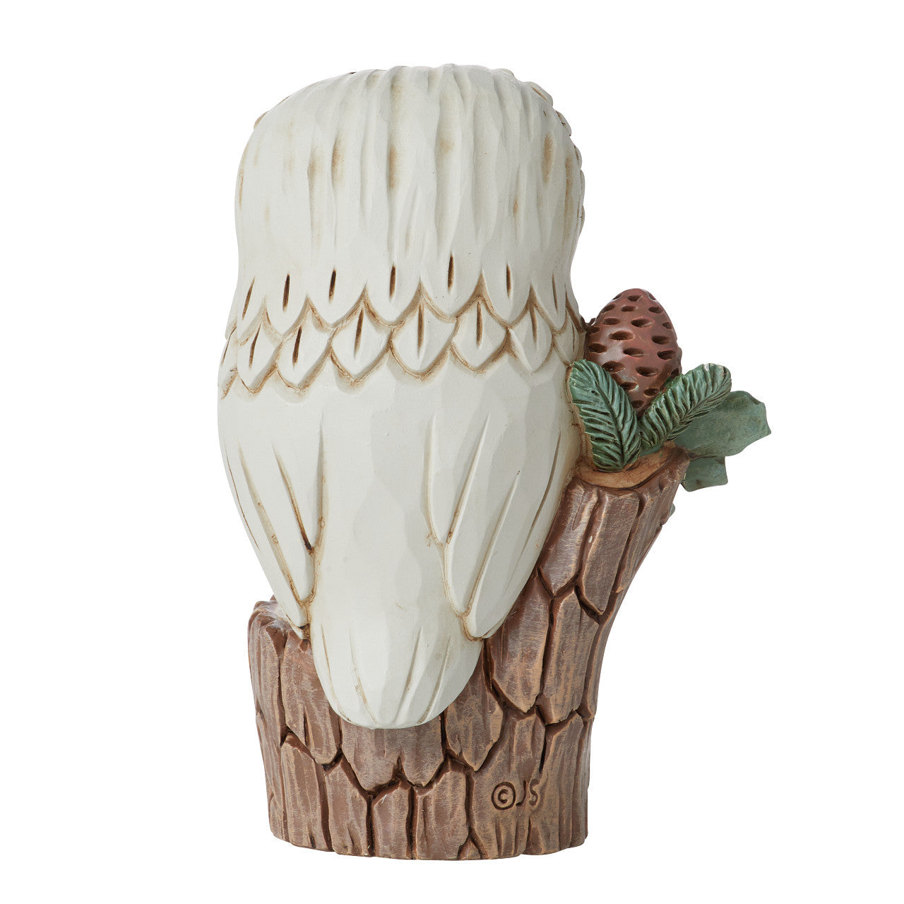 White Woodland Owl on Tree Stump