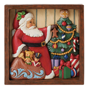 Santa Decorating Tree Hanging Wall Plaque