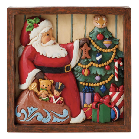 Santa Decorating Tree Hanging Wall Plaque