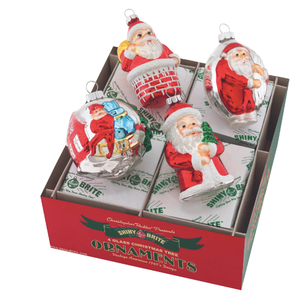 Holiday Splendor Santa Figures Ornament Set of 4 3.25"