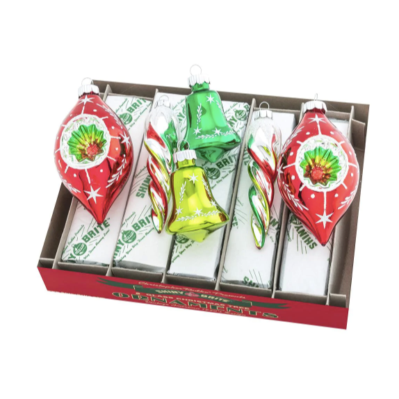 Holiday Splendor Mixed Shape Ornaments Set of 6 4"