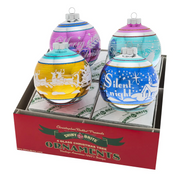 Christmas Confetti Signature Flocked Rounds Ornaments Set of 4 4"