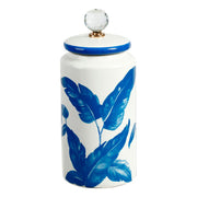Blue & White Floral Jar with Lid Small 12"