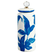 Blue & White Floral Jar with Lid Medium 14"