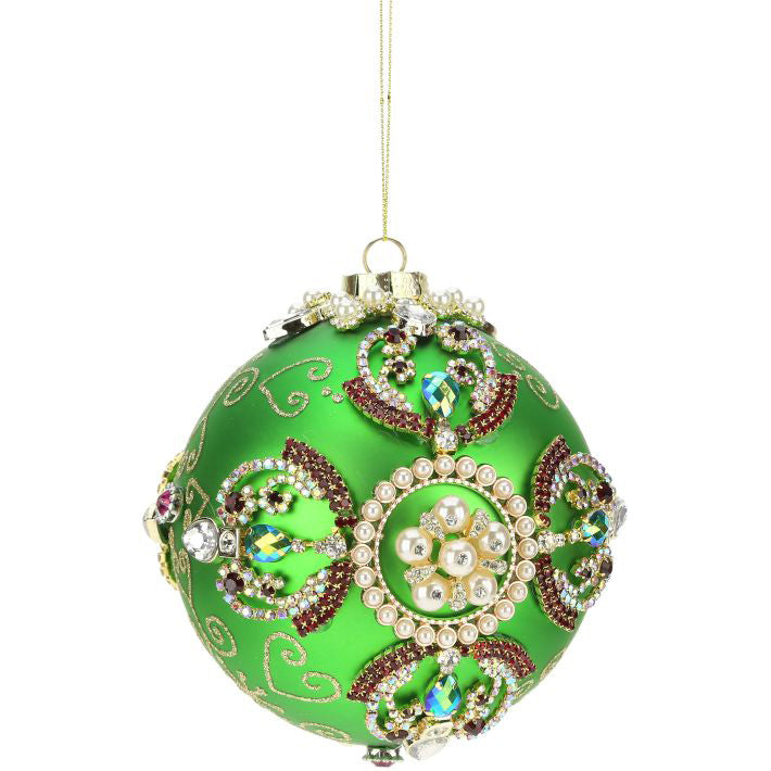 King's Jewels Ball Ornament Green 5"