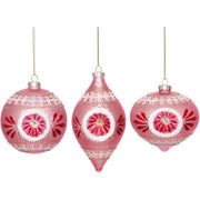 Pink Swirl Ornament 4" Set of 3