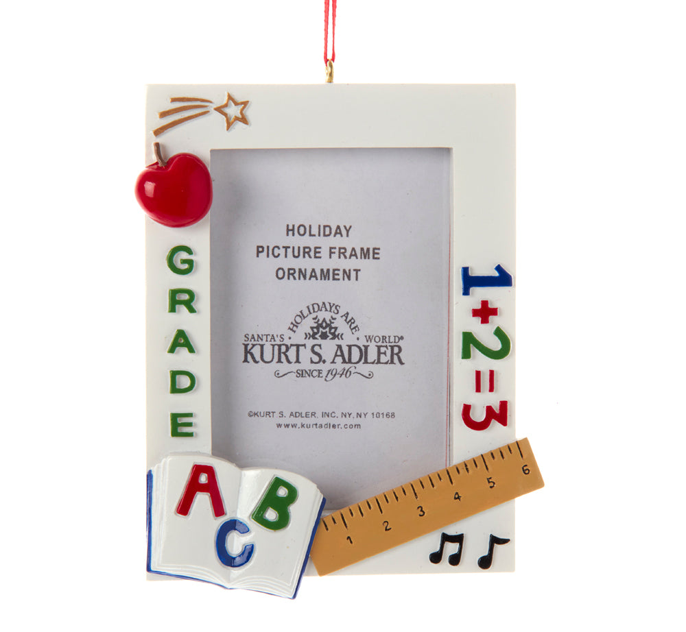 School Grade Picture Frame Ornament 4"