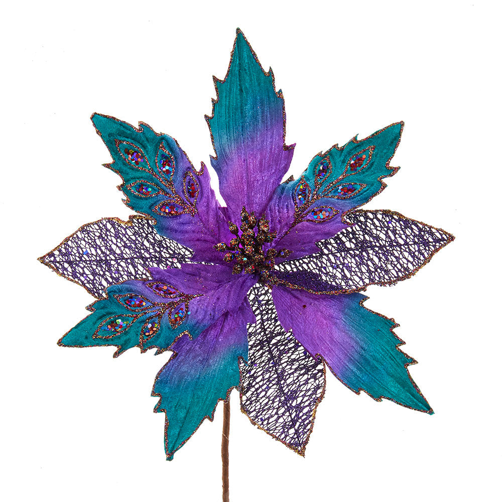 Poinsettia Peacock Pick 12"