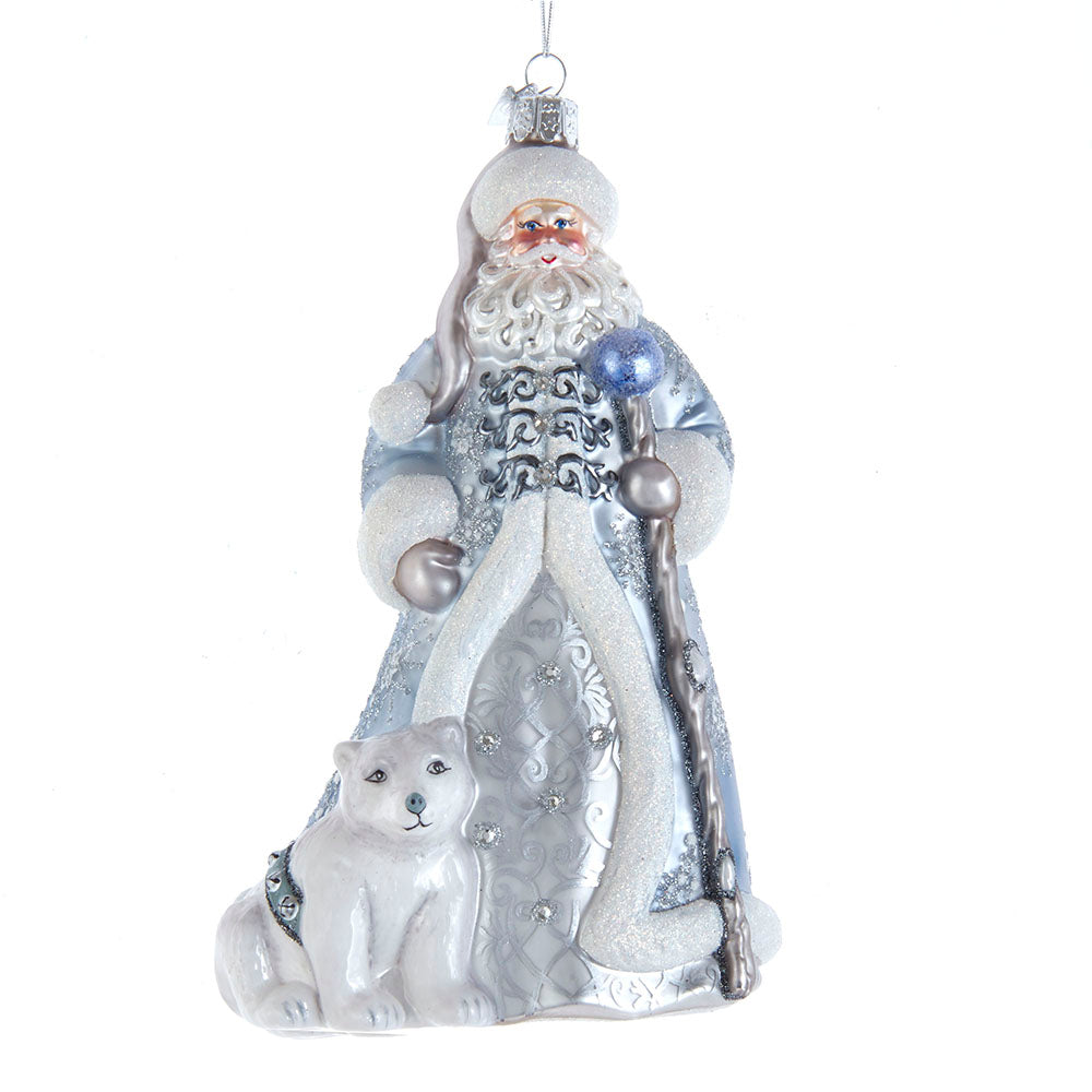 Bellissimo Santa with Polar Bear Ornament 7"