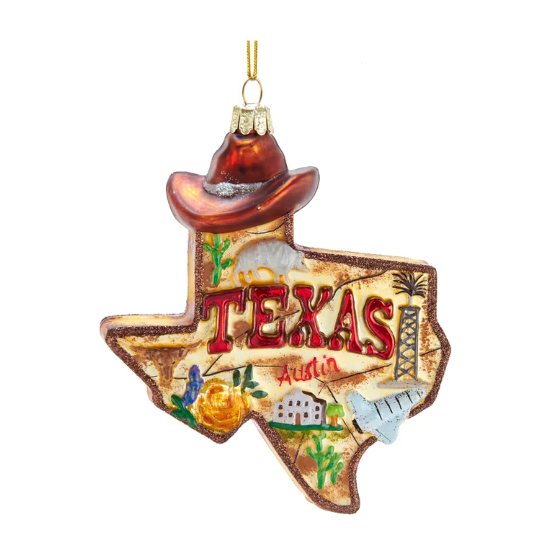 Texas Glass Ornament 4.875"