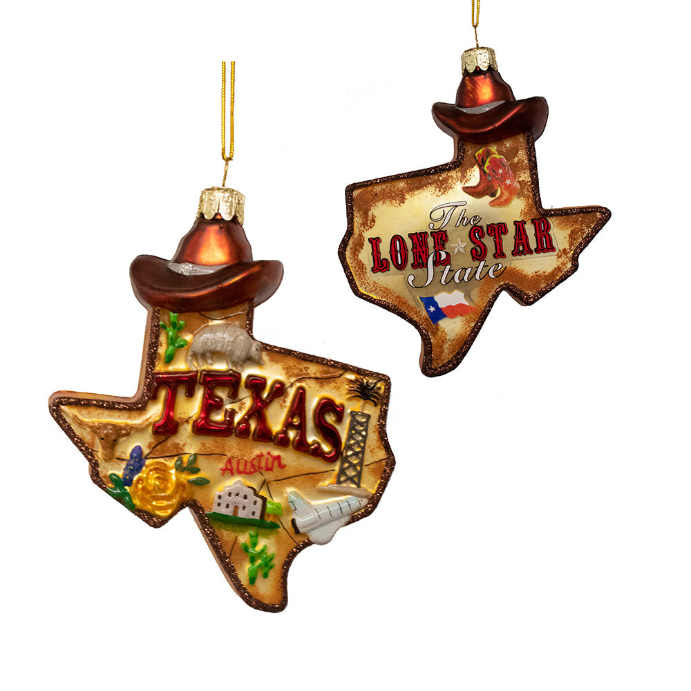 Texas Glass Ornament 4.875"