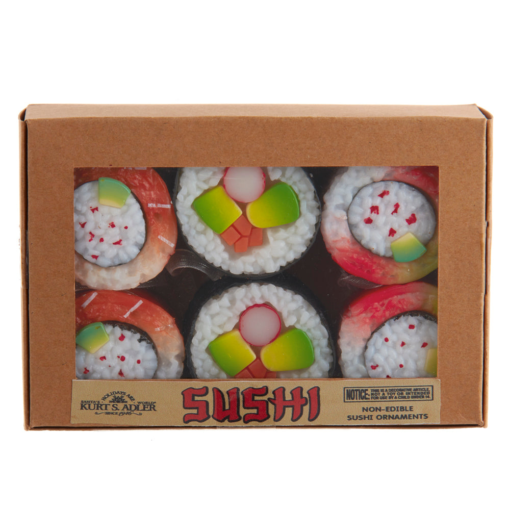 Sushi Rolls in Paper Box Ornaments Set of 6