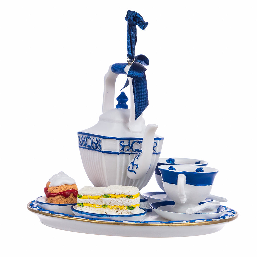 Delft Teapot Tray Ornament 4"