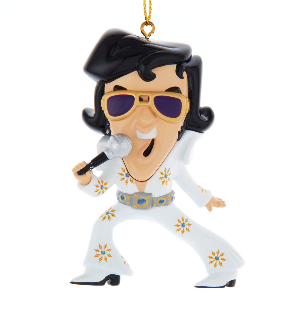 Cartoon Elvis In White Jumpsuit 3.5"