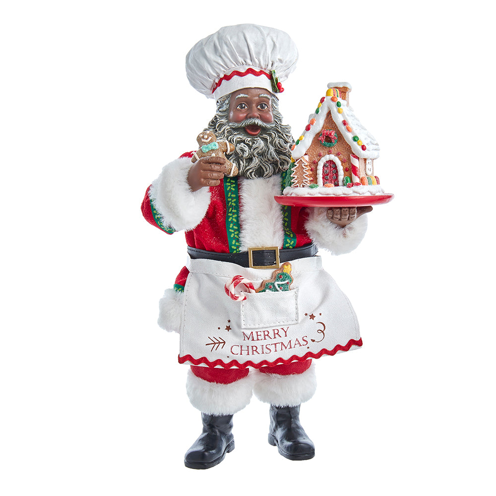 African American Gingerbread Chef Santa 10.5"